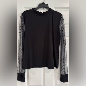 Elegant Black Sheer Sleeve Top